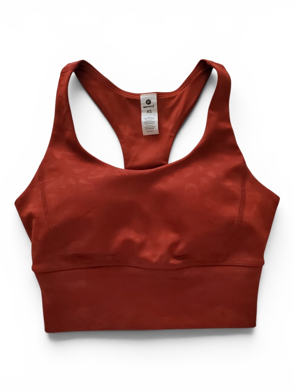 90 Degree By Reflex Rust Red Racerback Sports Bra